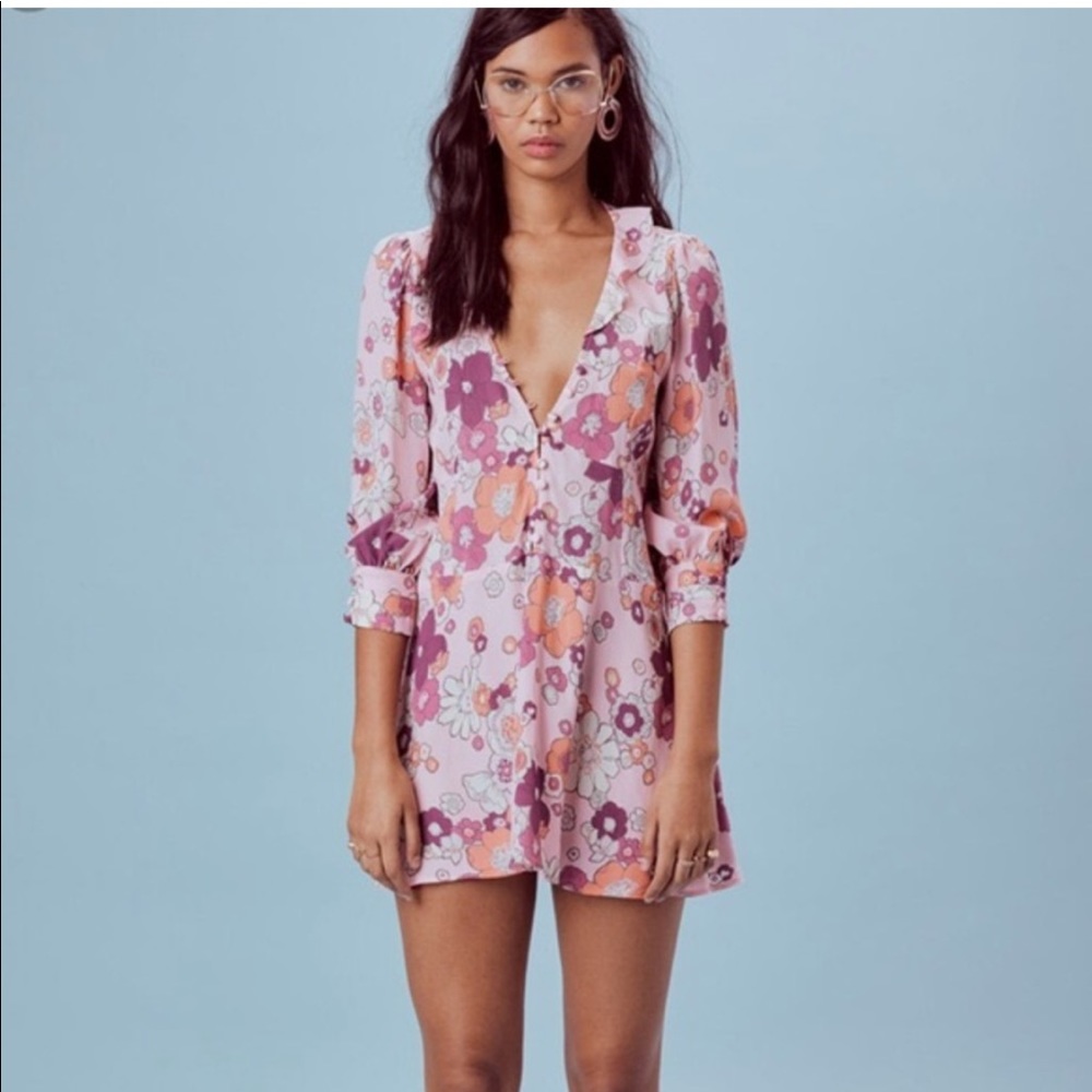 For Love & Lemons Magnolia Trapeze Mini Dress S